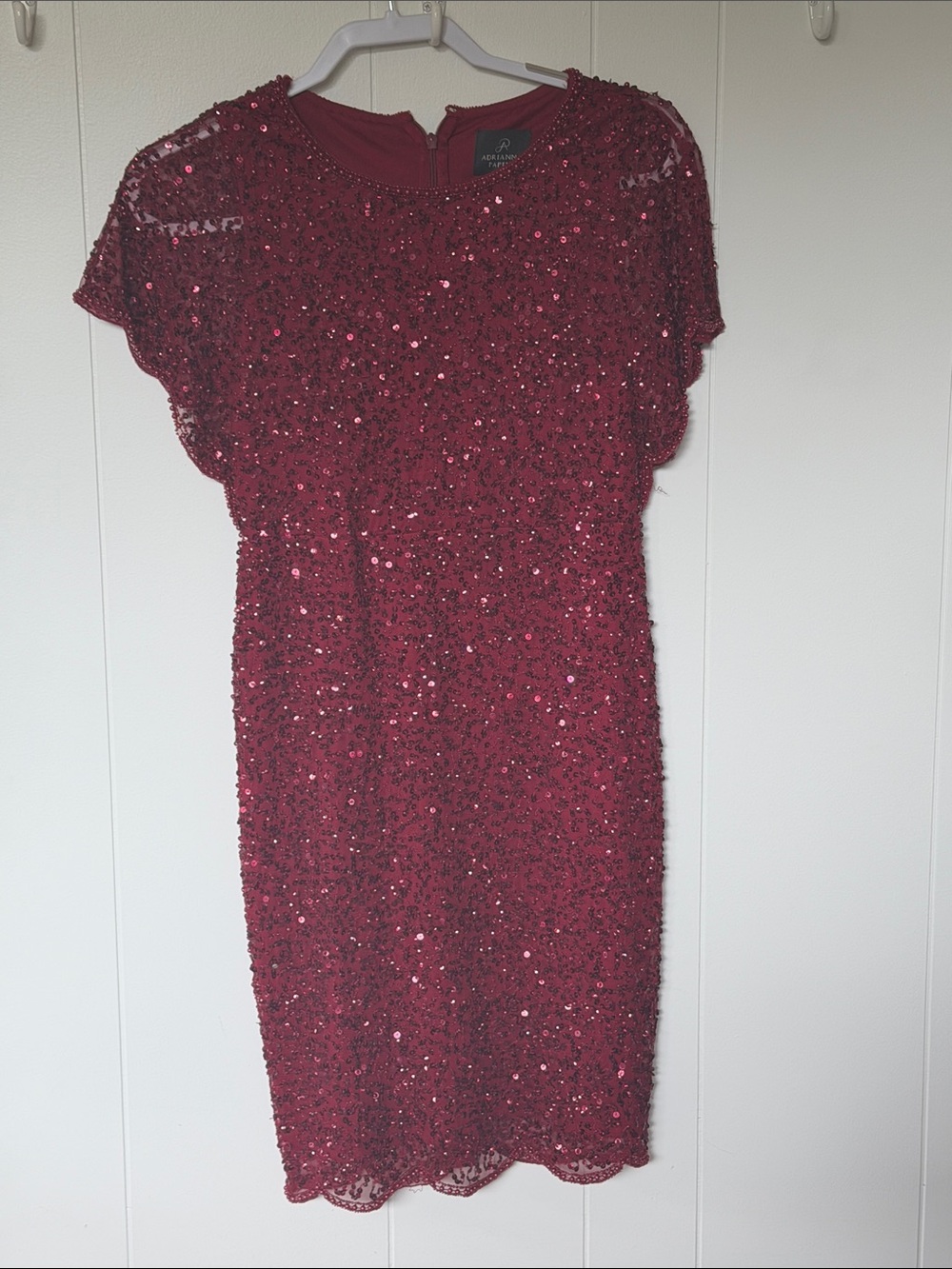 Adrianna Papell Burgundy Sequin Sheath Dress
